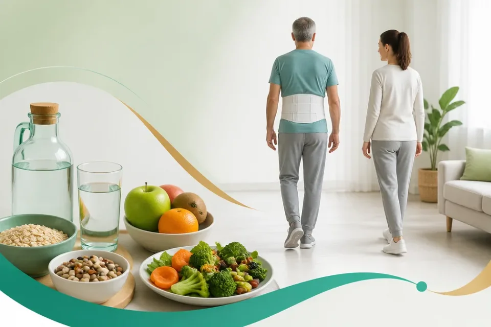 نمای توضیحی درباره تغذیه، آب کافی و پیشگیری از یبوست