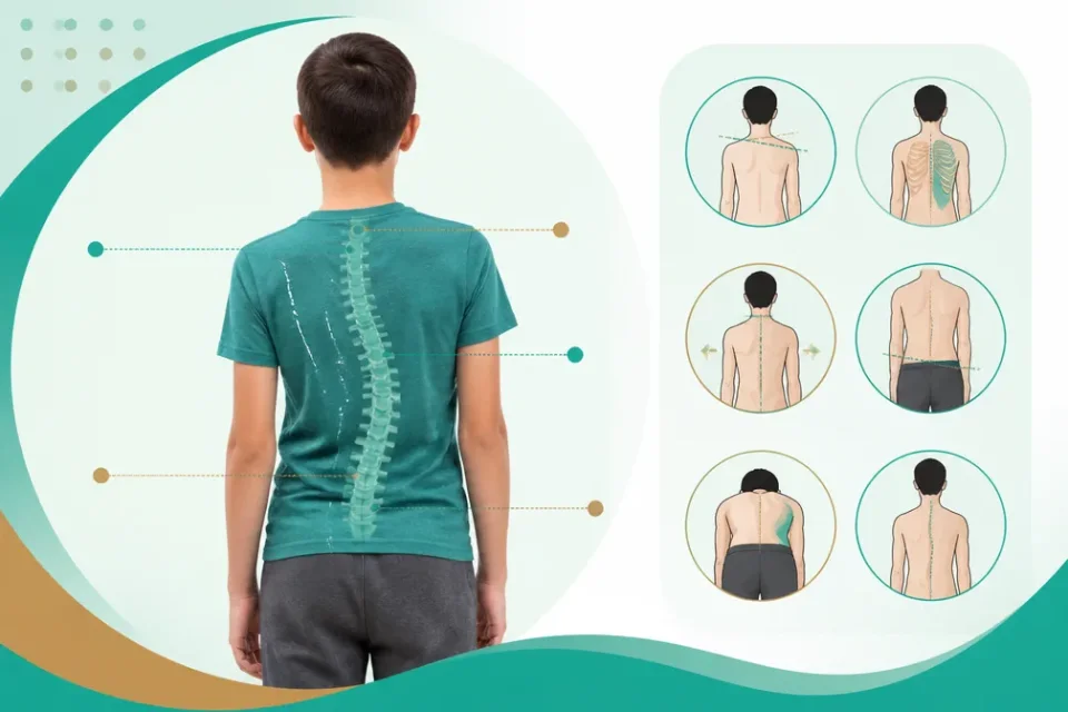 علائم شایع در اسکولیوز — بررسی نامتقارنی شانهها و کمر برای تشخیص علائم اسکولیوز